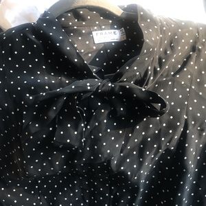 Frame  polkadot tie neck shirt dress